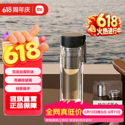 米家 玻璃杯 双层带茶隔水杯 耐高加厚透明杯子400mL 米家双层玻璃杯 金属灰