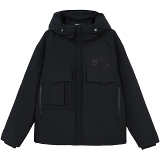 杰克琼斯 工装风连帽羽绒服 男款 黑色 S
