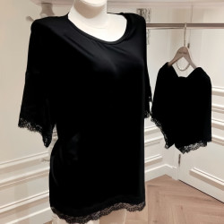 FOURDATRY 大码莫代尔双短春夏性感纯欲蕾丝花边短袖短裤家居服睡衣套装