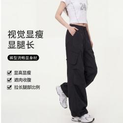 马克华菲 韩系休闲工装裤女2026夏季新款时尚高腰显瘦百搭阔腿裤