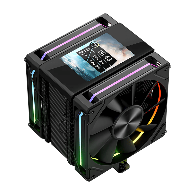 PowerTrain/动力火车 风伯MK8 LCD屏显6热管塔式CPU散热器 黑色