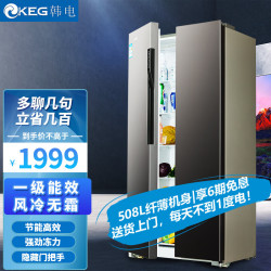 韩电 冰箱 508升 双门对开门冰箱风冷无霜铂金净味低音节能 家用大容量冰箱 电冰箱BCD-508WBV2 钛银灰