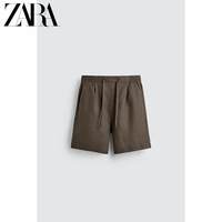 ZARA 2026春夏 男士宽松弹力腰身休闲亚麻短裤 04410903737-40