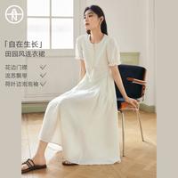 对白 AN大码系列泡泡袖连衣裙