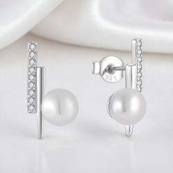 XIYOOMI 镶淡水珍珠耳钉 S925纯银耳饰