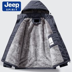 JEEP SPIRIT JEEP吉普棉衣男款冬季加绒加厚保暖棉袄中老年防风爸爸棉服外套男