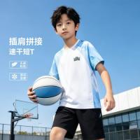 匹克 儿童花色拼接短袖T恤夏季男童跑步打球上衣运动服潮