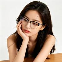 万宝龙 官方正品超轻钛合金眉线框眼镜架男女近视宽脸眼镜MB0243O