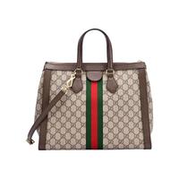 GUCCI 古驰 OPHIDIA系列 女士帆布手提托特包 524537 K05NB 8745 米色/乌木色 中号