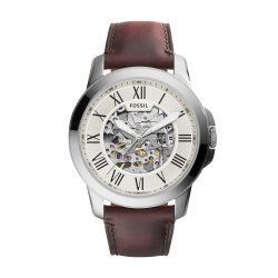 FOSSIL 男士 Grant自动机械三针不锈钢皮带手表 银色表盘 ME3099