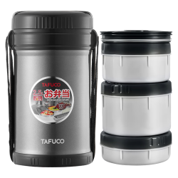 泰福高 T2528 316不锈钢 黑色 2.5L三层 保温饭盒+餐具