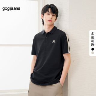 gxgjeans 男士POLO衫 黑色 2XL