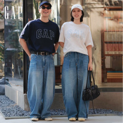 Gap 纯棉logo字母宽松短袖T恤 白色 M
