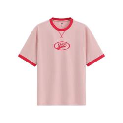 Gap 866079 纯棉宽松 男女T恤 淡粉色 XL