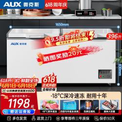 奥克斯 冰柜商用冷冻大容量家用冷冻卧式冷柜单温冷冻柜顶长1.65米 | 机械温控
