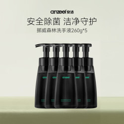安洁 挪威森林系列泡沫洗手液 安全抑菌 持久留香 易冲洗 260g*5瓶