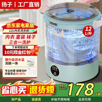 扬子 内衣内裤洗衣机半自动洗脱一体迷你小型家用洗袜子神器婴儿专用内裤清洗机低音 12L翠绿蓝