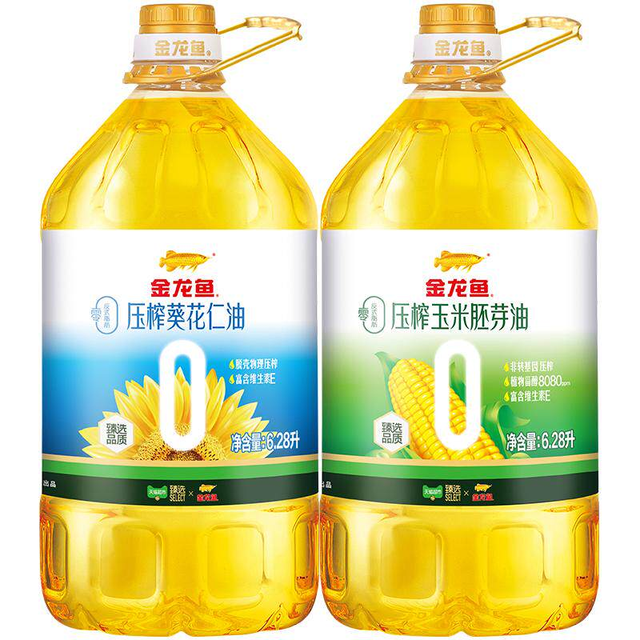88VIP、今日必买：金龙鱼 压榨葵花仁油玉米胚芽油6.28L*2