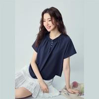 佐丹奴 泡泡皱打揽圆领插肩短袖衬衫