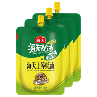 海天 上等蚝油1kg  挤装炒菜提鲜用炒菜蚝汁调味 增鲜提味家用调味料  薄盐上等蚝油100g*1袋