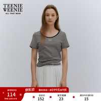 TEENIE WEENIE 小熊2024年夏季撞色圆领短袖T恤多巴胺ins风时尚 撞色 160/S