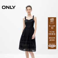 ONLY 夏季甜美时尚蝴蝶结吊带蛋糕裙连衣裙女|124207053 H1Z 黑色 S