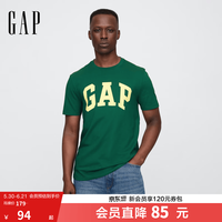 Gap 男女装春款纯棉印花logo圆领修身短袖T恤美版856659 绿色 M 美码 L亚洲码180/96A