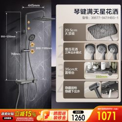 九牧 枪灰色淋浴花洒套装增压满天星钢琴按键 36677