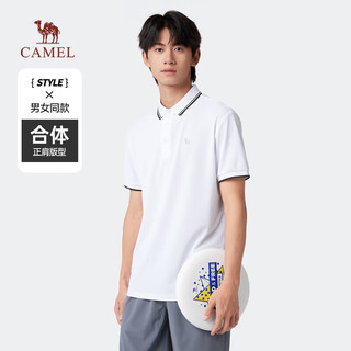 骆驼 CAMEL 冰感速干POLO衫 男士透气高弹条纹翻领短袖 藏青 XL