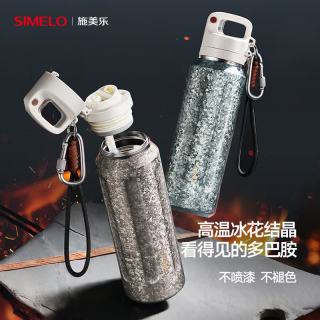 SIMELO 极光无界！纯钛保温杯 运动户外大容量吸管纯钛杯 500ml /内外纯钛/礼盒装