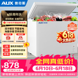 奥克斯 单温冷柜 300升家商两用卧式冷藏冷冻保鲜冰柜 节能顶开冰箱 BD/BC-300A396D