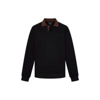 URBAN REVIVO UR2026春季男装撞色Polo领马球衫 黑色 S