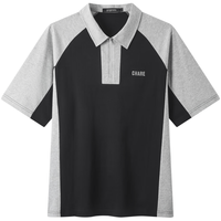 gxgjeans 撞色拼接宽松半拉链翻领短袖POLO衫 黑色 XL