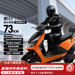 新日 飞豹 1200W电机 前后液压减震 烈焰橙 6块铅酸电池 电动摩托车