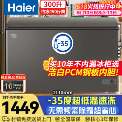 海尔 300升家用冰柜零下35度超低温无需频繁除霜一级能效小型商用大容量速冻冷柜