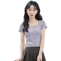 JEANSWEST/真维斯 夏季韩版复古方领短袖T恤