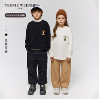 TEENIE WEENIE Kids小熊童装秋季男女童印花长袖圆领T恤 黑色