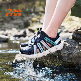安踏儿童凉鞋 透气包头 黑/冰晶绿-2 39码