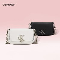 卡尔文·克莱恩 CK女包休闲通勤风优雅字母旋扣翻盖链条单肩斜挎包马鞍包礼物