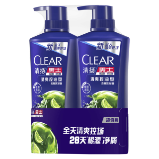 清扬 男士去屑洗发水清爽控油570gx2（赠洁柔抽纸90×30包+得宝软抽80抽×3包）