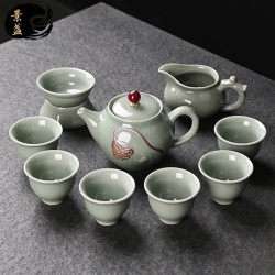 景盏 功夫茶具套装家用陶瓷礼盒装10件