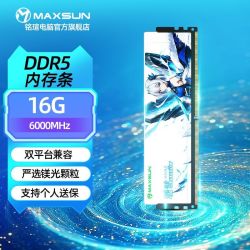 铭瑄 瑷雪DDR5 16G 6000内存条台式机马甲条双平台兼容D5镁光C40