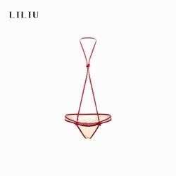 LILIU 性感挂脖内裤女 蕾丝边低腰三角裤