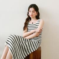 诗凡黎 女士条纹背心针织连衣裙