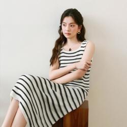 诗凡黎 女士条纹背心针织连衣裙
