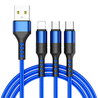 micshare/米享 三合一快充数据线 Type-C+USB-A+Lightning 1.25m 幻影蓝