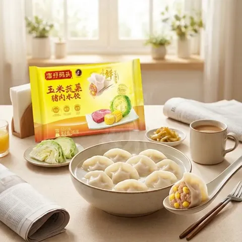 湾仔码头 玉米蔬菜猪肉水饺 300g（馄饨包子汤圆 多款任选 ）