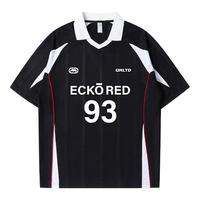 eckō 红犀牛美式撞色拼接装薄款短袖Polo衫 黑色 2XL