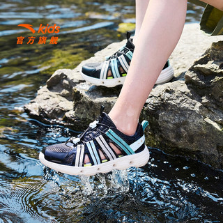 安踏儿童凉鞋 透气包头 黑/冰晶绿-2 39码