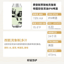 奢莉 Cherie美国进口高分精酿啤酒费登斯湍流/兴奋效应双倍浑浊IPA473ml听装